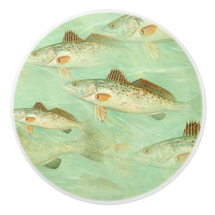 Bass Fish Pattern Ceramic Knob