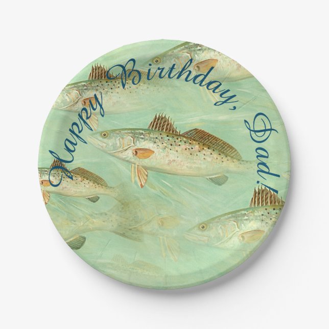 Bass Fish Pattern  Paper Plate (Front)