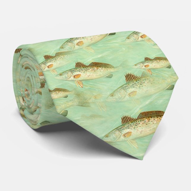 Bass Fish Pattern  Tie (Rolled)