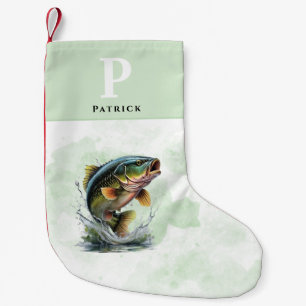 Bass Fish Personalised Fisherman Small Christmas Stocking