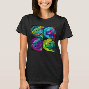 Bass Fish Pop Illustration Colorful Animal Women   T-Shirt