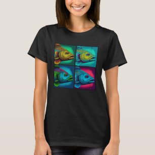Bass Fish Pop Illustration Colorful Animal Women   T-Shirt