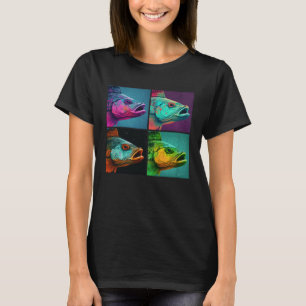 Bass Fish Pop Illustration Colourful Animal Women T-Shirt