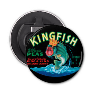 Bass Fish Wearing a Crown on a Black Background Bottle Opener