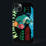 Bass Fish Wearing a Crown on a Black Background iPhone 13 Case<br><div class="desc">This vintage crate label of a bass fish wearing a crown on a black background will please any vintage art lover. It is an advertisement for KingFish Peas. The colours are very vivid and sharp. Choose this artprint on your product today.</div>