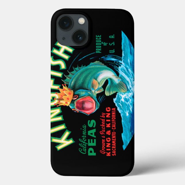 Bass Fish Wearing a Crown on a Black Background Case-Mate iPhone Case (Back)