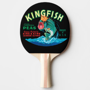 Bass Fish Wearing a Crown on a Black Background Ping Pong Paddle