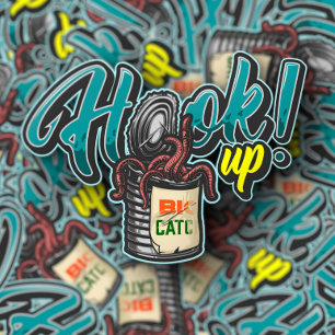 Bass Fish Worm Bait Hook Up   Die-Cut Sticker