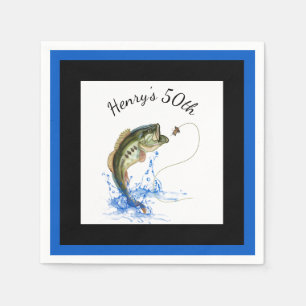 Bass Fishing 50th Birthday Party Napkin
