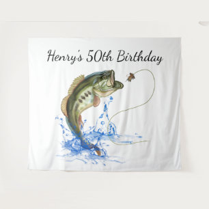Bass Fishing 50th Birthday Party Tapestry