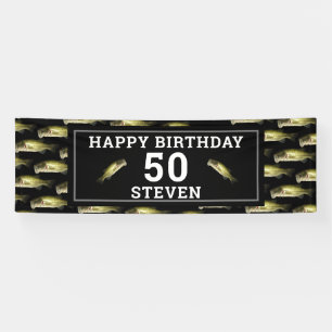 Bass Fishing 50th Happy Birthday Personalised Banner