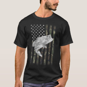 Bass Fishing American Camo USA Flag for Fisherman T-Shirt