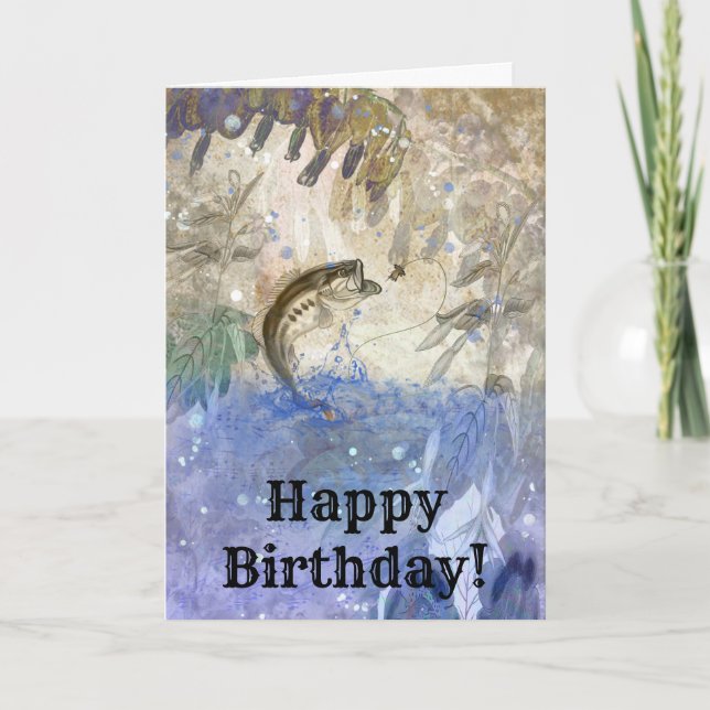 Bass Fishing Birthday Card (Front)