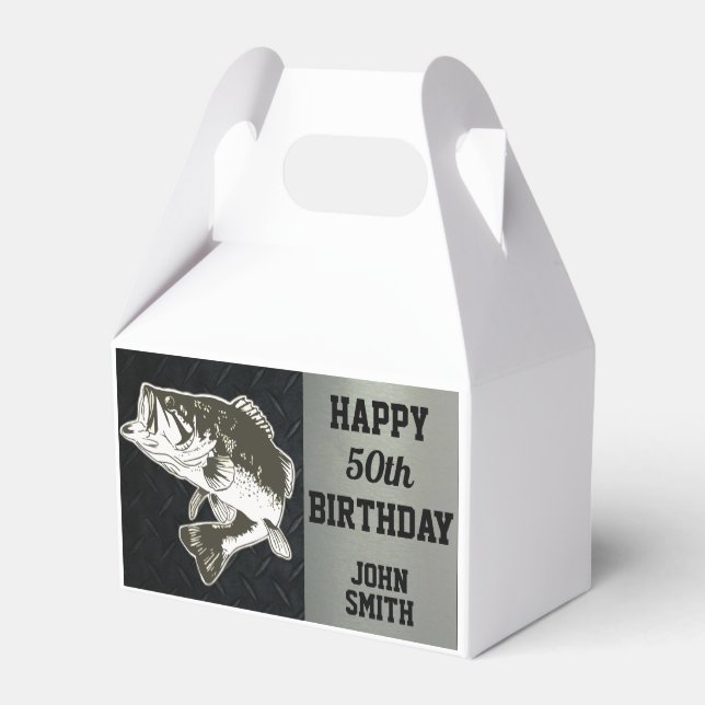Bass Fishing Birthday Name Sports Hobby Fish Favour Box (Back Side)