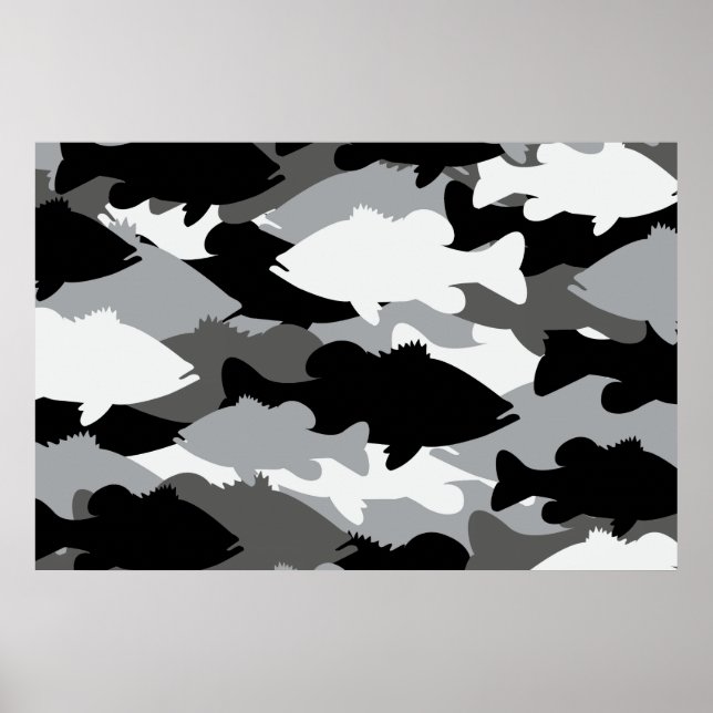Bass Fishing Black Camo Poster (Front)