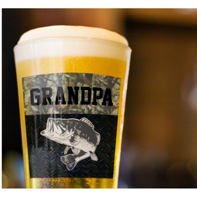 Bass Fishing Camo Grandpa Outdoors Sports Glass (Creator Uploaded)