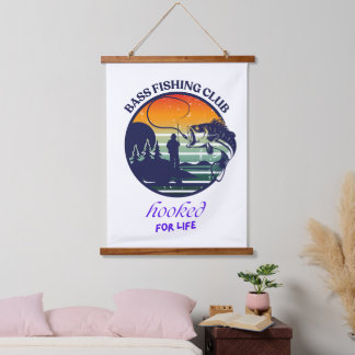 Bass Fishing Club Retro Sunset Hanging Tapestry