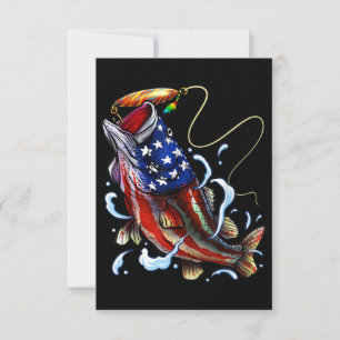 Bass Fishing Fish American Flag Patriotic Fishing Card