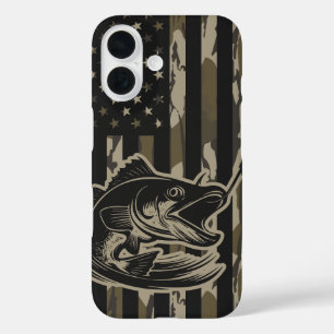 Bass Fishing Fisherman Camo Flag Bottomland Camo iPhone 16 Case