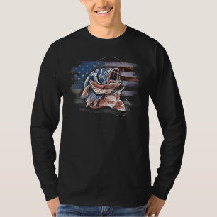Bass Fishing Fisherman USA Vintage Amercian Flag 4 T-Shirt