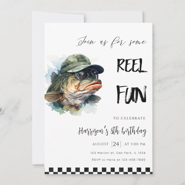 Bass Fishing Funny Birthday Invitation (Front)