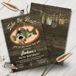 Bass Fishing Funny birthday Invitation<br><div class="desc">Funny Fishing themed Birthday Party with a Bass ready to take the bait with a Rustic dark greenish wood plank background. Wonderful for a party with a sports, outdoor adventure theme at any age of gender! To make more changes go to Personalise this template. On the bottom you’ll see “Want...</div>