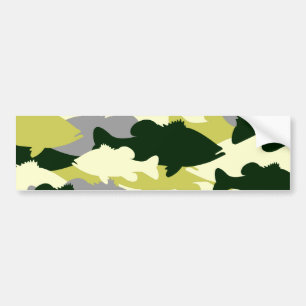 Bass Fishing Green Camo Bumper Sticker