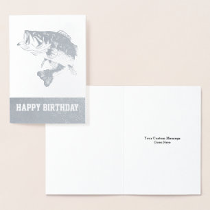 Bass Fishing Happy Birthday Men's Custom Fish Foil Card