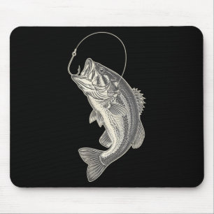 Bass fishing hook graphic largemouth bass angler mouse pad