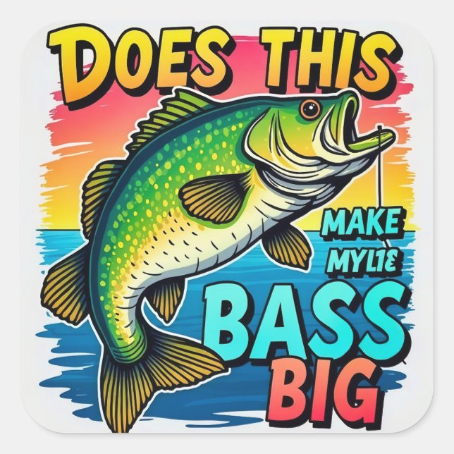  Bass Fishing Humour Square Sticker (Front)