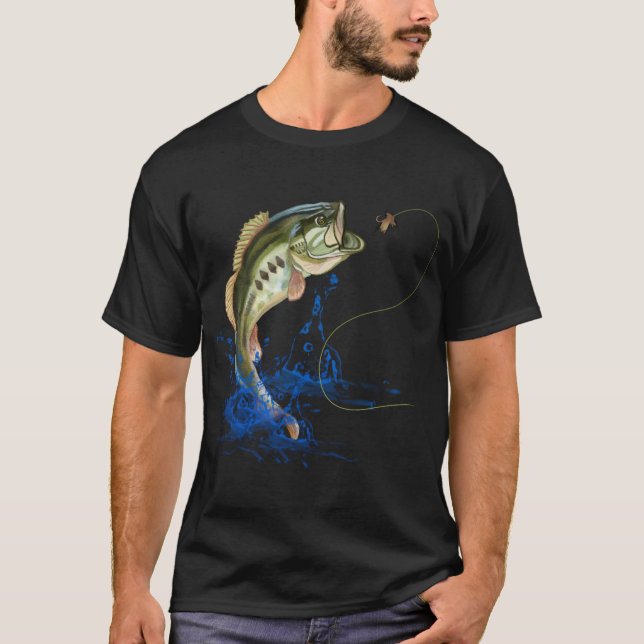 Bass Fishing Largemouth Jumping Fish T-Shirt (Front)