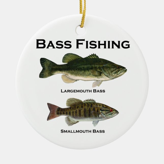 Bass Fishing Logo (largemouth - smallmouth) Ceramic Tree Decoration (Front)