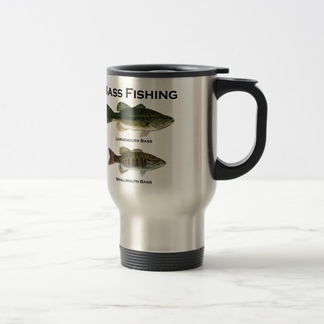 Bass Fishing Logo (largemouth - smallmouth) Travel Mug (Right)