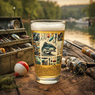 Bass Fishing Lures Barware Fisherman Pint Glass