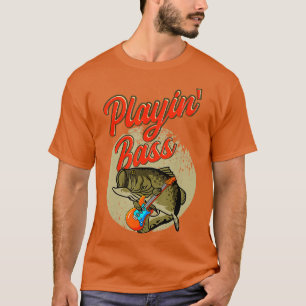 Bass Fishing Playing Guitar Angling Fisherman Blac T-Shirt