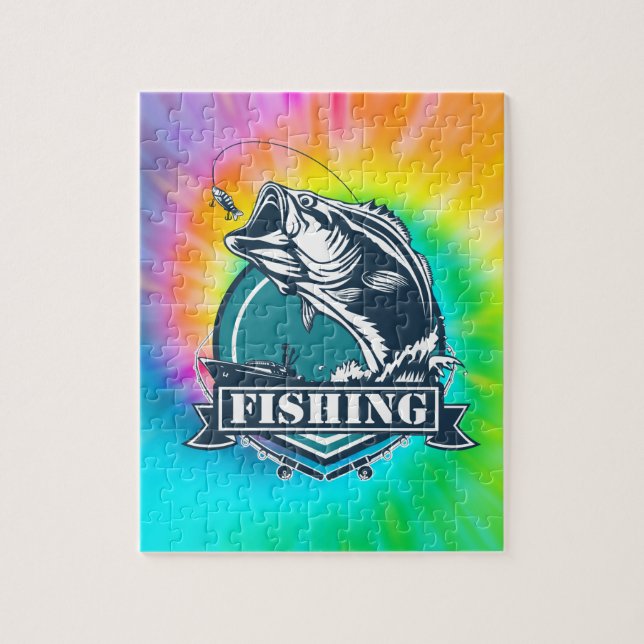 Bass Fishing Vector TyDy Jigsaw Puzzle (Vertical)