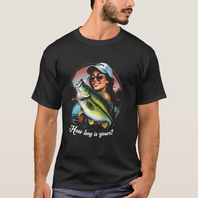 Bass Fishing Women Tee Perch Fish Design How long  (Front)