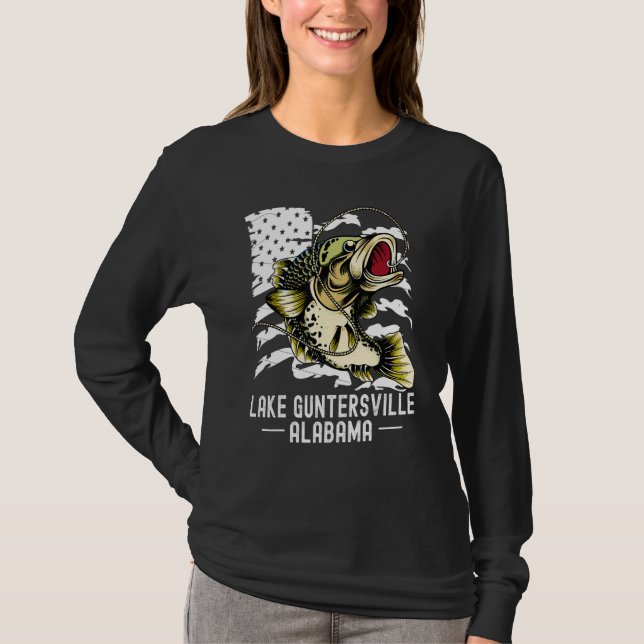 Bass Game Fishing Sports Fisherman Lake Guntersvil T-Shirt (Front)