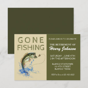 Bass Gone Fishing Retirement Invitation