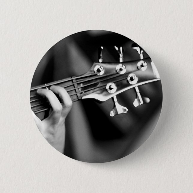 bass guitar 6 cm round badge (Front)