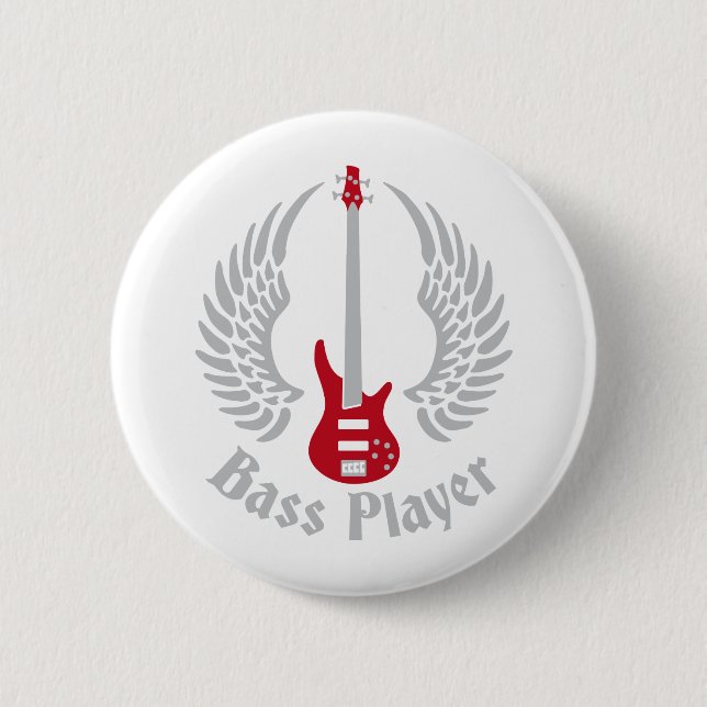 bass guitar 6 cm round badge (Front)