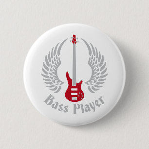 bass guitar 6 cm round badge