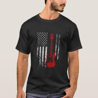 Bass Guitar American Flag Bass Guitar T Shirt