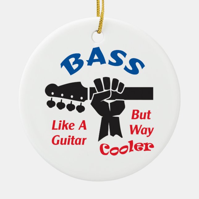 Bass Guitar Ceramic Tree Decoration (Front)