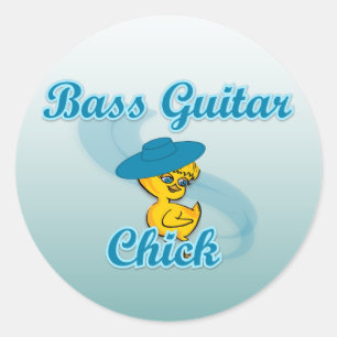 Bass Guitar Chick #3 Classic Round Sticker