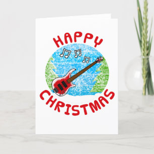 Bass Guitar Christmas Card Bassist Musician