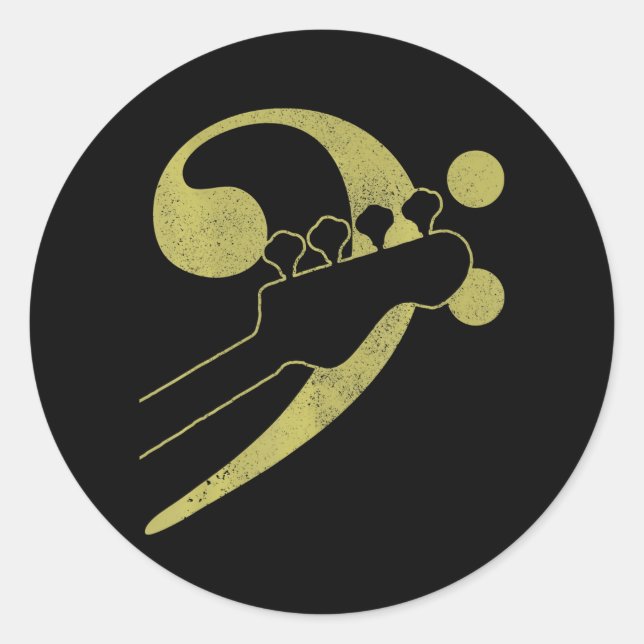 Bass Guitar Clef Bassist Musician Music Bass Classic Round Sticker (Front)