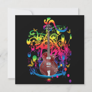 Bass Guitar Colour splash Card