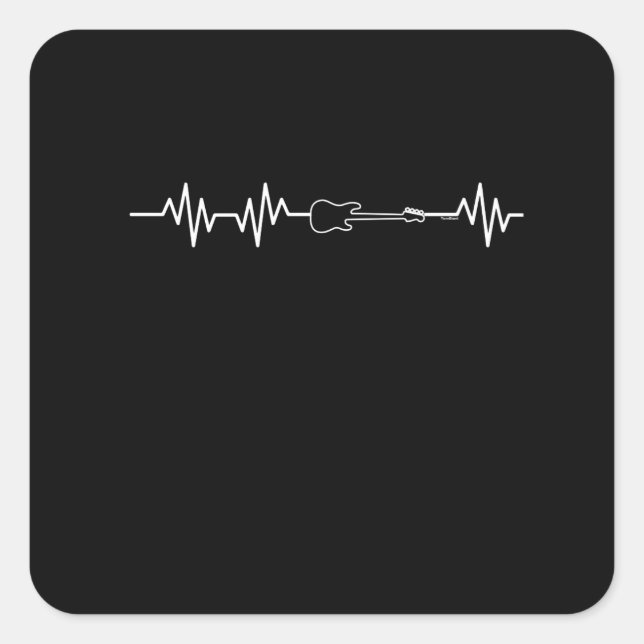 Bass Guitar Heartbeat Bass Guitar Lovers Square Sticker (Front)