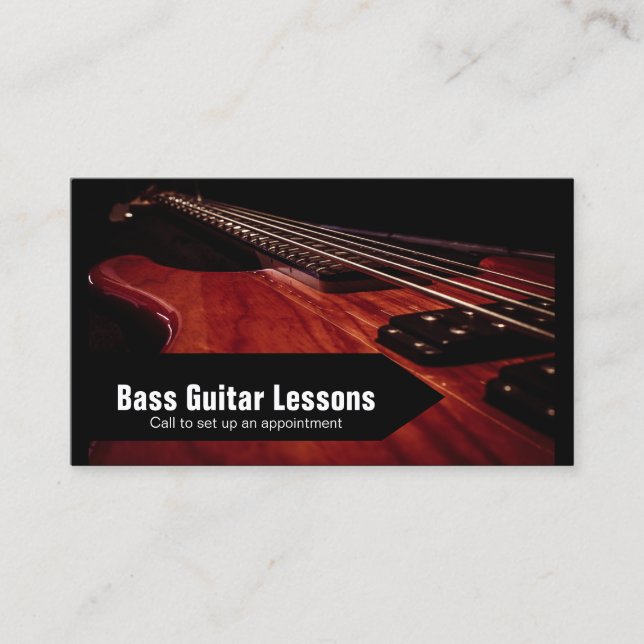 Bass Guitar Lessons and Music Instructors 🎸 Business Card (Front)
